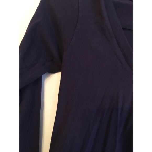 S (7/8) So Nikki Navy Blue Long Sleeve V-Neck Tshirt with Plaid Patch - Picture 4 of 6